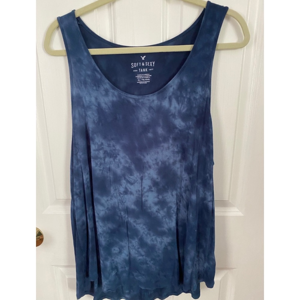 Blue tie dye tank